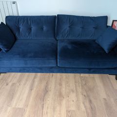 Navy Velvet 3 seater sofa & 2 armchairs
