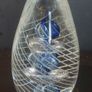 Fabulous Vintage Retro Large Art Glass Hand-Blown Teardrop Ovoid-Shaped  Paperweight with a Stunning Intricate Pattern in Blue, Clear and Opaque White Glass Image 2