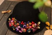 Designer wool hat with beautiful handmade details