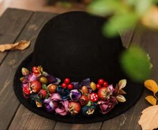 Designer wool hat with beautiful handmade details