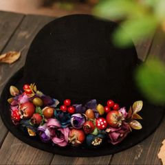 Designer wool hat with beautiful handmade details