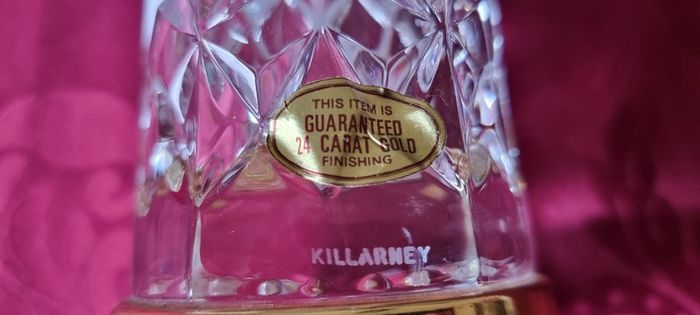 Vintage Killarney Crystal Cut Crystal Glass 8 Inch Tall Octagonal Large Flared Shaped Vase With 24 carat Gold Finishing Round Base Made In Ireland