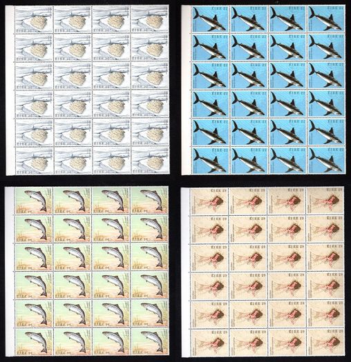 1982 Ireland Fauna & Flora: Fish Commemorative Stamps Marginal Block of 24 Mint Never Hinged (MNH).