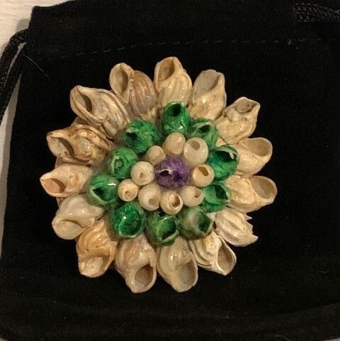 Vintage Seashell Flower Cluster Brooch