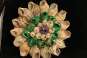 Vintage Seashell Flower Cluster Brooch
