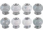 Grey and White Handmade Assorted Designs Ceramic Door Knobs, Vintage, Shabby Chic, Interior Furniture, Cabinet Cupboard Wardrobe Drawers Pulls Handles (8-Pack)