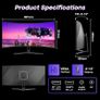 34-Inch Curved Gaming Monitor, 3440x1440 WUQHD, 240Hz, 1ms MPRT, Fast VA Curved Screen, 1500R, Adaptive Sync, HDR, sRGB 130%, 3000:1 Contrast, HDMI2.1&DP1.4, VESA Mount, PIP/PBP, AMZG34C5QPro Image 9