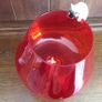 Vintage 1960s Large Red Art  Glass Balloon Brandy Glass Vase with Cat And Mouse Image 2