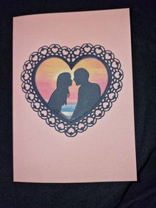 Handmade card - romantic sunset design
