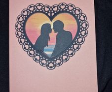 Handmade card - romantic sunset design
