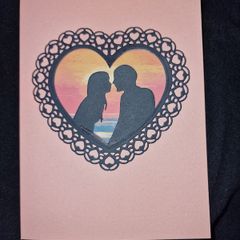 Handmade card - romantic sunset design