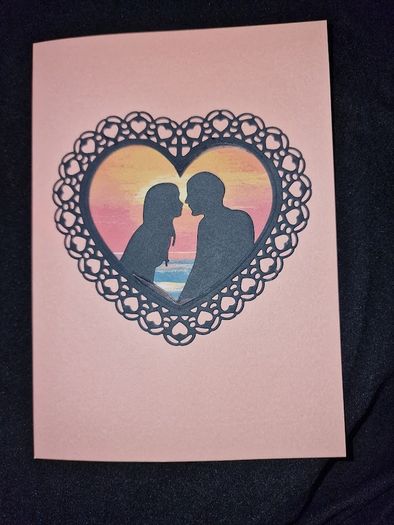 Handmade card - romantic sunset design