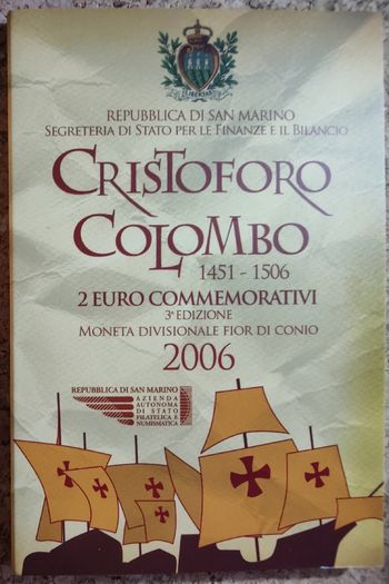 San Marino 2 Euro Brilliant Uncirculated Coin 2006 - Christopher Columbus - 2 Euro Commemorative Coin