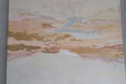 Canvas print, white with gold and pinks