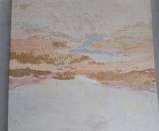 Canvas print, white with gold and pinks