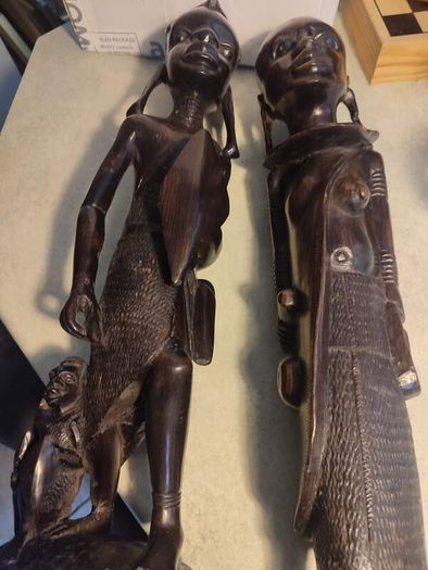 African male and female - wooden sculptures - wood carving - Africa - Ghana - second half of the 20th century