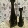 Pair Black Kitsch Mid Century Cat Spill Vases Figurines Image 5