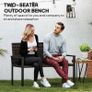 2 Seater Rattan Garden Bench, Outdoor Bench with Quick-Drying Cotton Padding, Wicker Garden Loveseat with Armrests, Steel Frame for Patio, Park, Mixed Brown Image 4