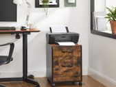 _Pedestal with 2 drawers on casters, Mobile Office Storage, for Documents, A4 Format, Hanging files, Industrial Style, Rustic Brown and Black