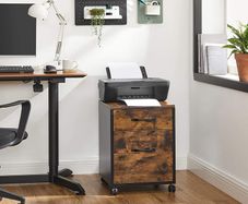 _Pedestal with 2 drawers on casters, Mobile Office Storage, for Documents, A4 Format, Hanging files, Industrial Style, Rustic Brown and Black