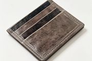 Slim Leather Card Wallet - Minimalist Design - Grey