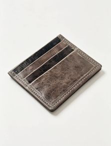 Slim Leather Card Wallet - Minimalist Design - Grey