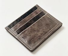 Slim Leather Card Wallet - Minimalist Design - Grey