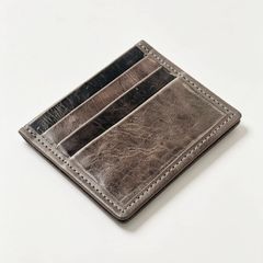 Slim Leather Card Wallet - Minimalist Design - Grey