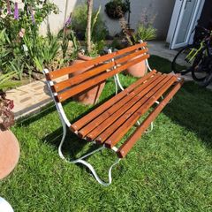 Garden Bench Cast iron forged steel fully restored seat outside outdoor garden sitting treated timber decorations, furniture patio  decking, home house cottage ignore flowers pots plants, garden statue chair  swing patio heater bbq hammock sun  farm shop