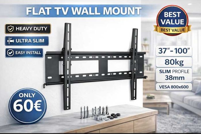 Tv Wall Mount Bracket Flat Tilt 37-100"