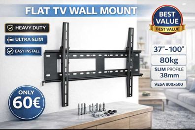Tv Wall Mount Bracket Flat Tilt 37" - 100"