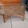 rattan and wood long plant stand Image 2