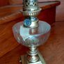 antique French crystal glass oil lamp, works Image 2