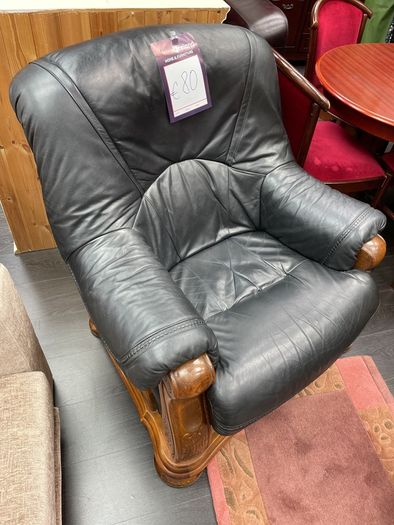 Black leather armchair