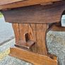 Solid Oak Rustic Coffee Table - Trestle Base Image 3