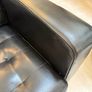 Black Leather Armchair and Matching Ottoman Footstool Image 5