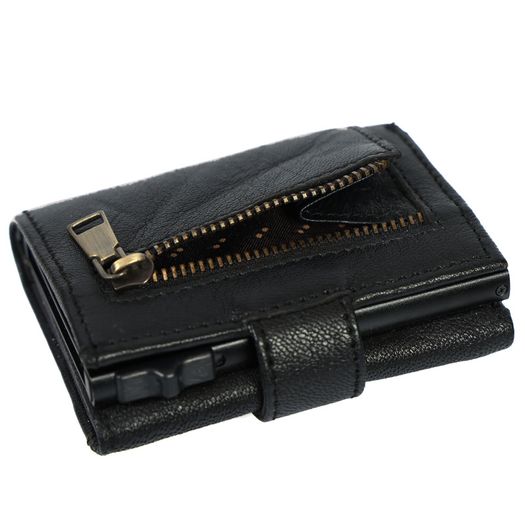 Genuine Leather Pop-Up Card Holder Wallet RFID Blocking Slim Credit Card Case