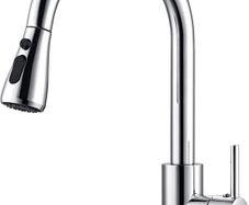 Kitchen Taps Mixer with Pull Out Spray, Pull Down Kitchen Sink Mixer Taps Faucet Monobloc Single Lever Bar Tap 1 Hole with High