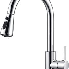 Kitchen Taps Mixer with Pull Out Spray, Pull Down Kitchen Sink Mixer Taps Faucet Monobloc Single Lever Bar Tap 1 Hole with High