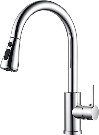Kitchen Taps Mixer with Pull Out Spray, Pull Down Kitchen Sink Mixer Taps Faucet Monobloc Single Lever Bar Tap 1 Hole with High