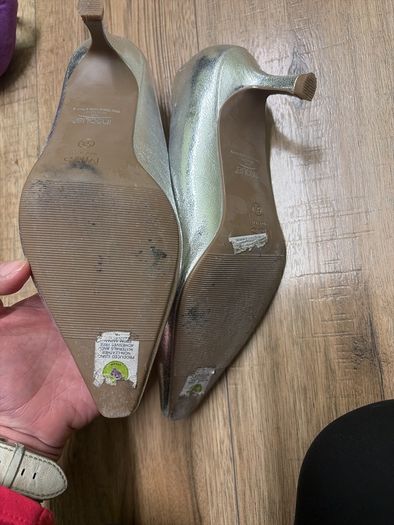 low heels metallic gold