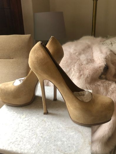 YSL nude suede Tribtoo pumps