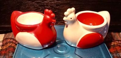 Pair Of Red And White Chicken Egg Holders. Collection Or Buyer Pays Post.