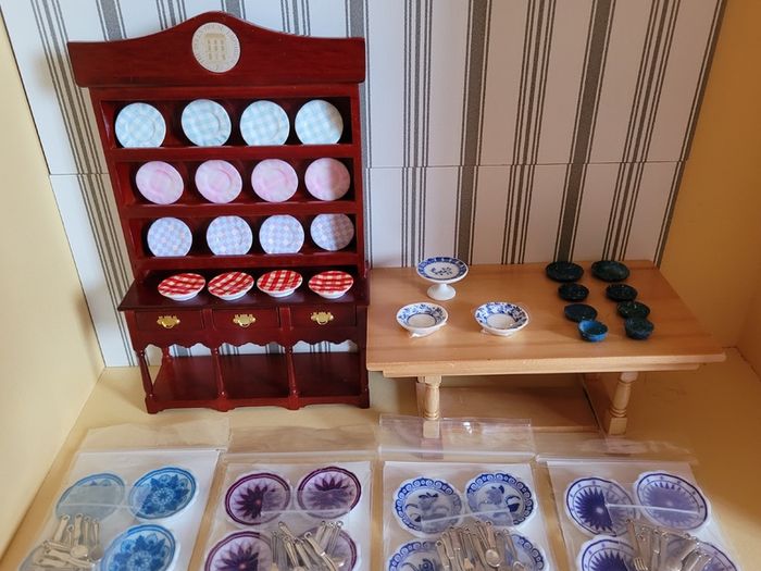 Dolls house tableware - plates, cutlery, glasses and more