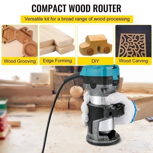 Router Tool, 710W Wood Router, Router for Woodworking with Three Router Collets, Wood Router Tool with Fixed Base, Woodworking Router with Aluminum Shell and 13000 - 33000 r/min Rotating Speed (FREE SHIPPING)