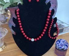 Pearl Necklace, Bracelet and Earrings