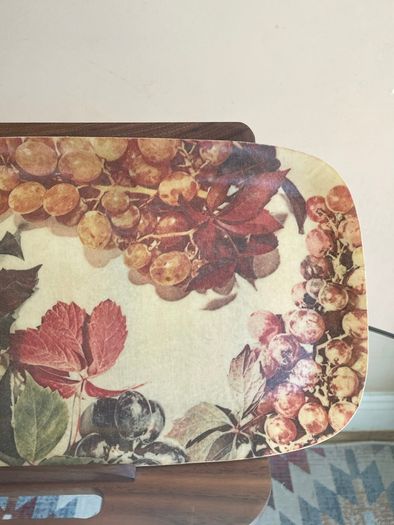 Vintage French Manover Fiberglass Tray, Grape Vine