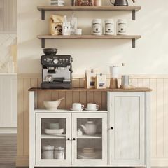 Vintage Sideboard Kitchen Cabinet Storage Cabinet (White)
