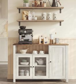 Vintage Sideboard Kitchen Cabinet Storage Cabinet (White)