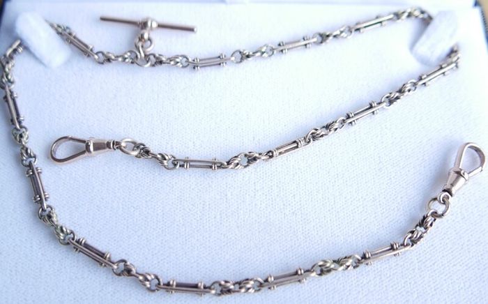 Victorian  heavy real 9 Carat Gold Albert or Necklace Chain with T-Bar length 20" - 24,3g